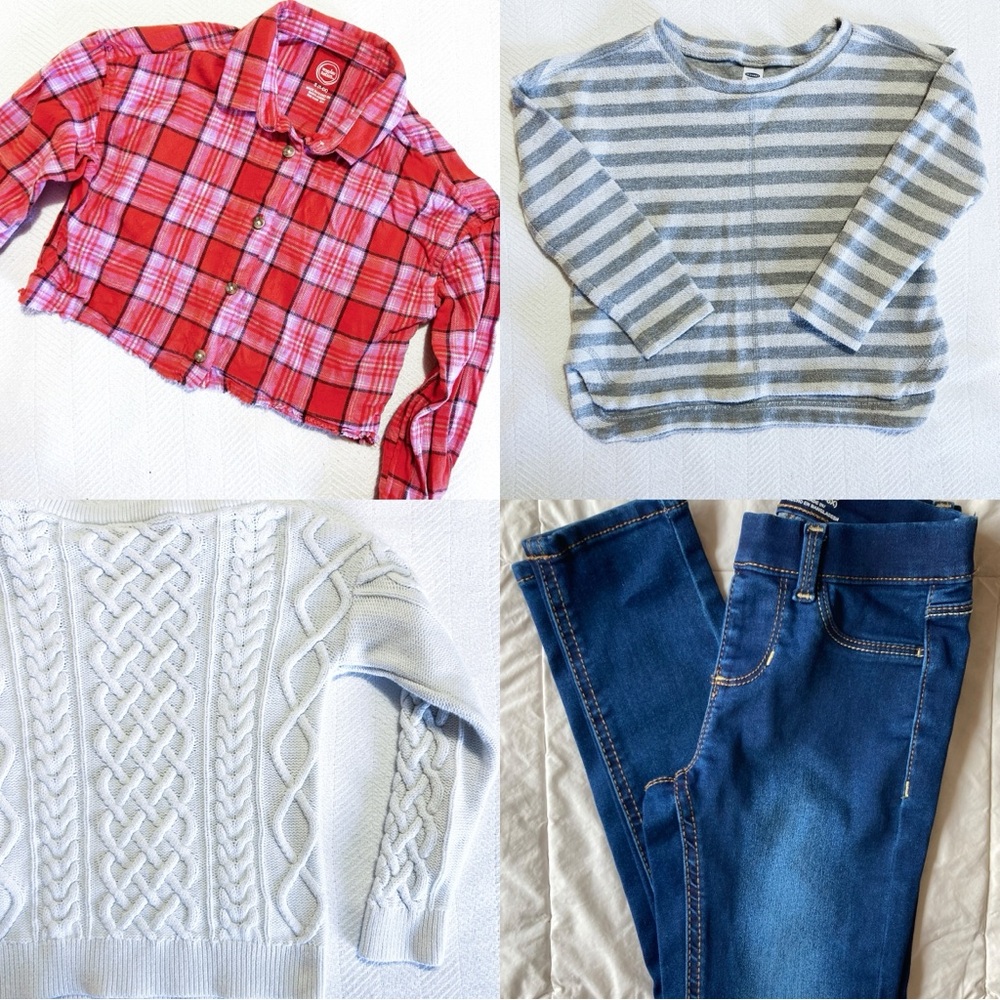 Girls 6 Bundle 5 lb Box Multiple Items Fall Winter Bundle Jeans Sweater Flannel